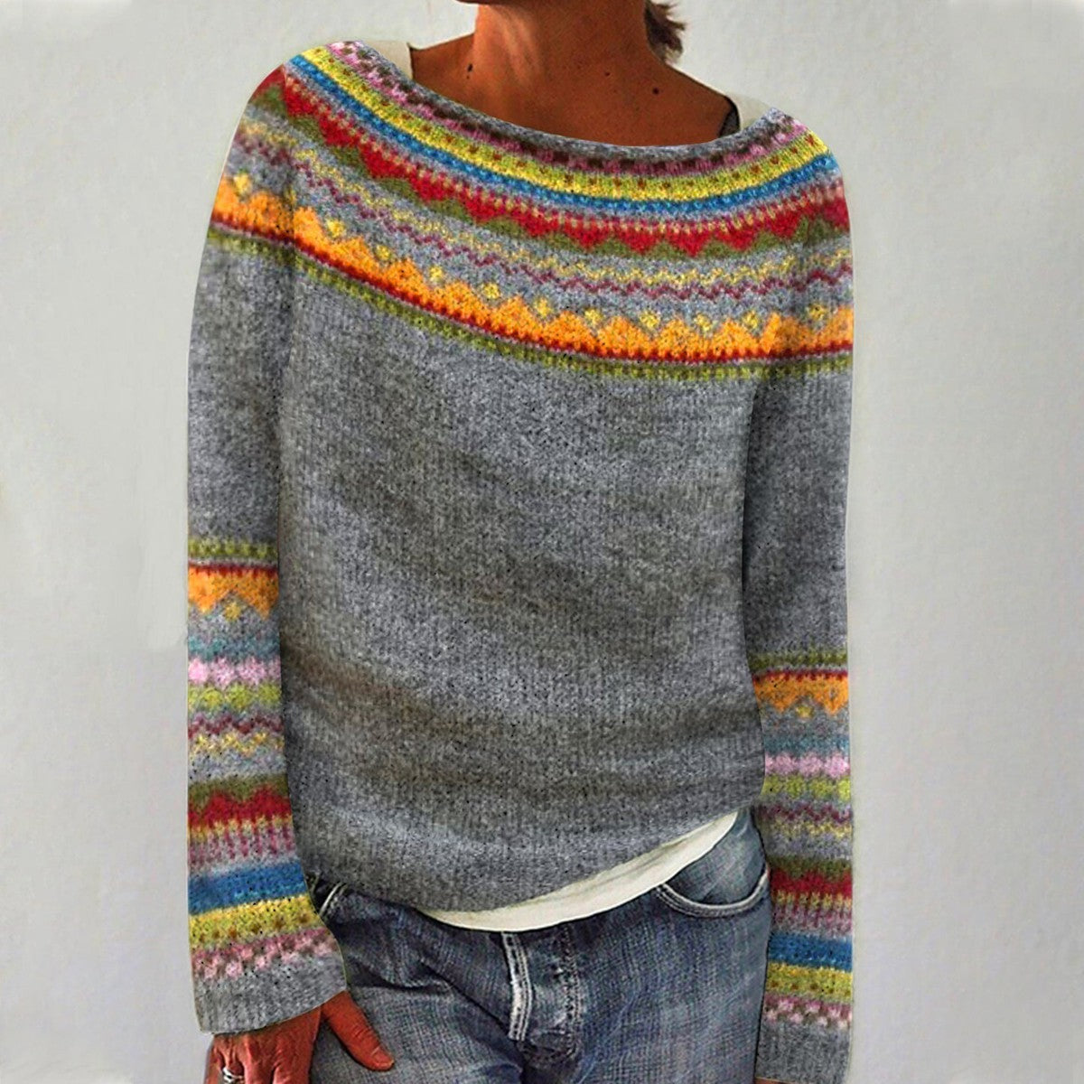 Damski sweter dzianinowy w stylu retro