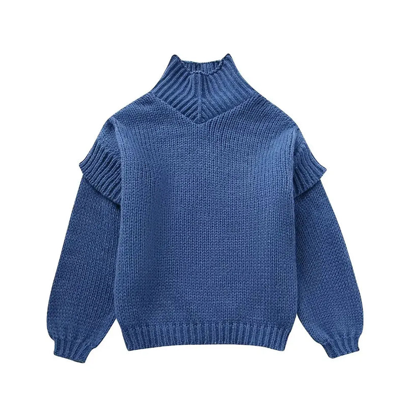 Damski sweter dzianinowy oversize z golfem