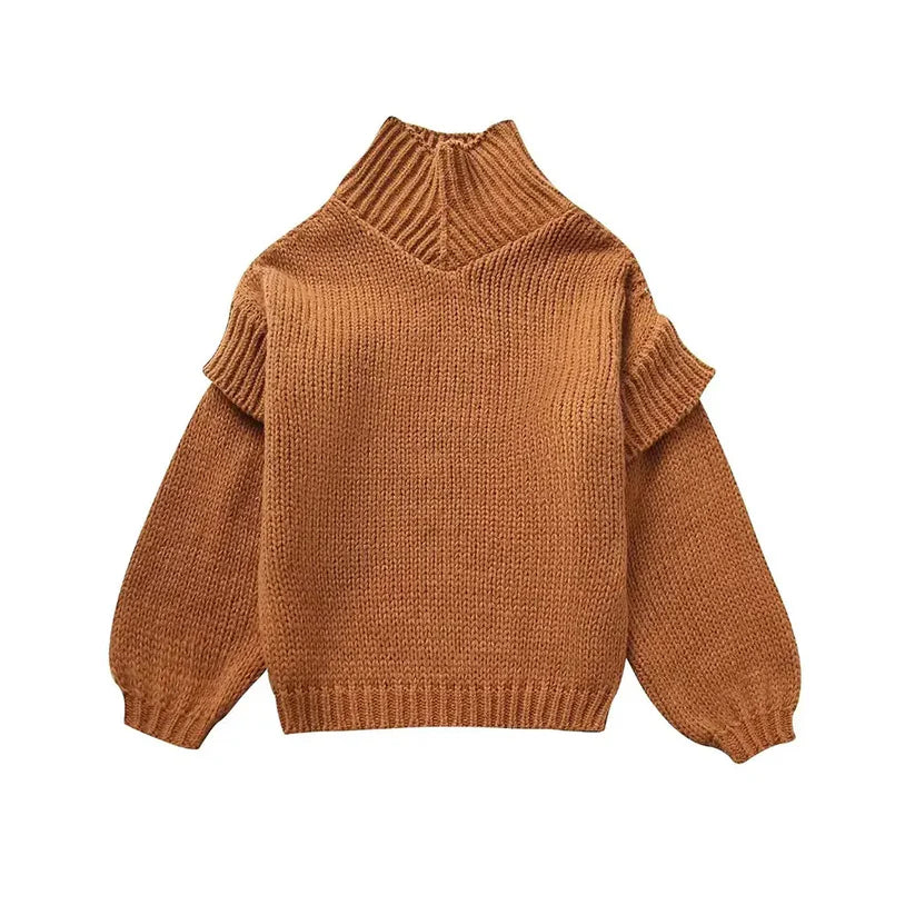Damski sweter dzianinowy oversize z golfem