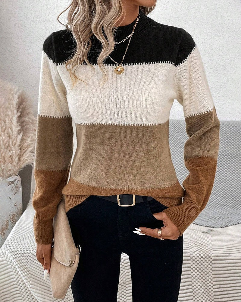 Damski sweter w blokowe kolory