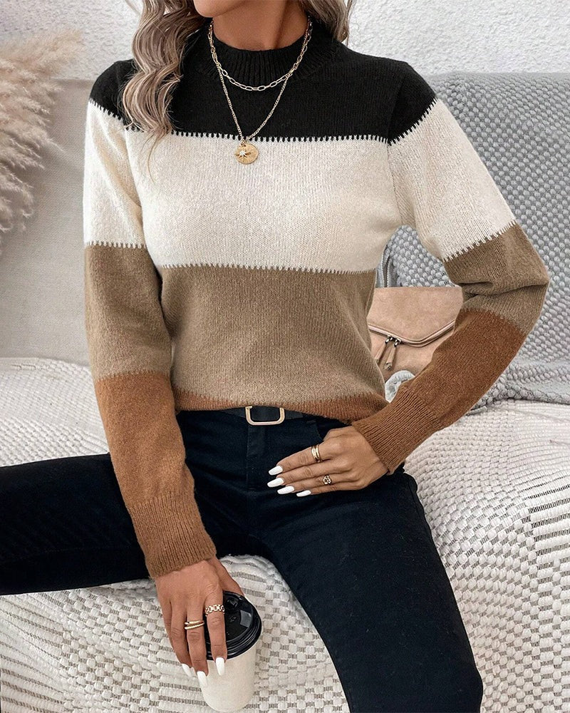 Damski sweter w blokowe kolory