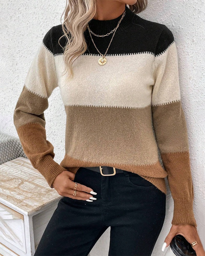 Damski sweter w blokowe kolory