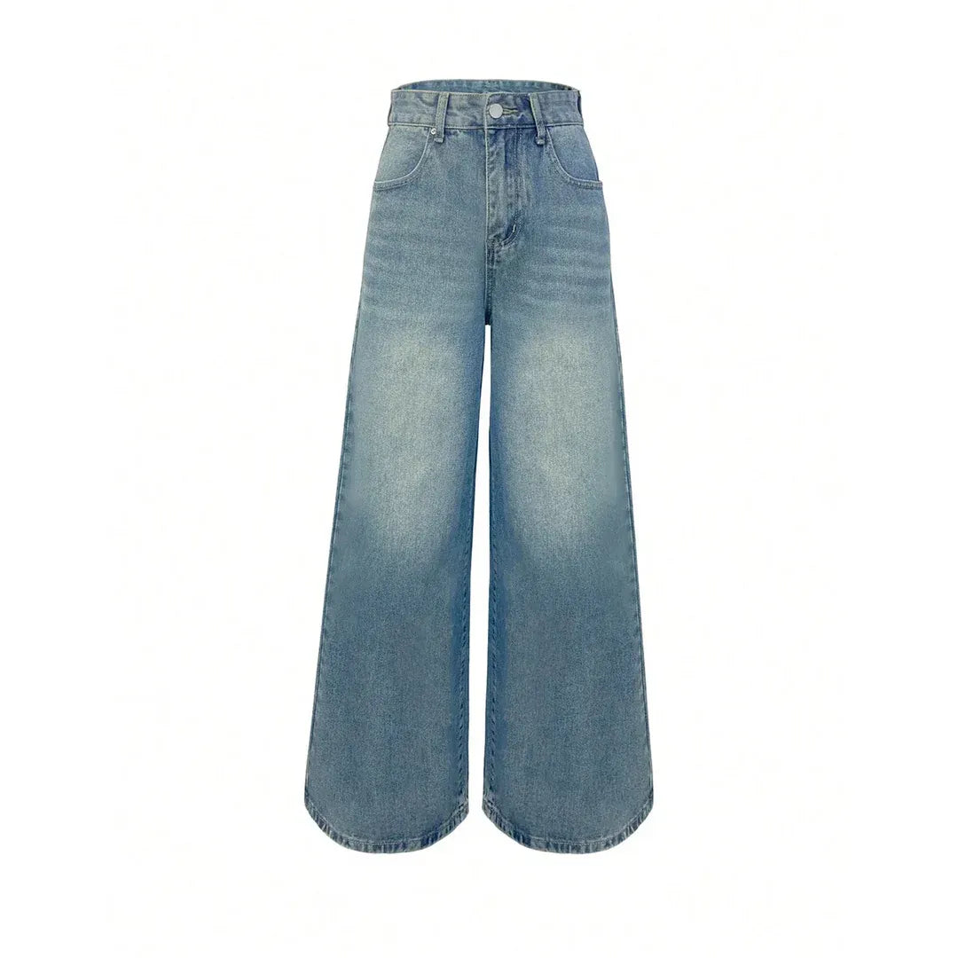 Damskie jeansy baggy z szerokimi nogawkami