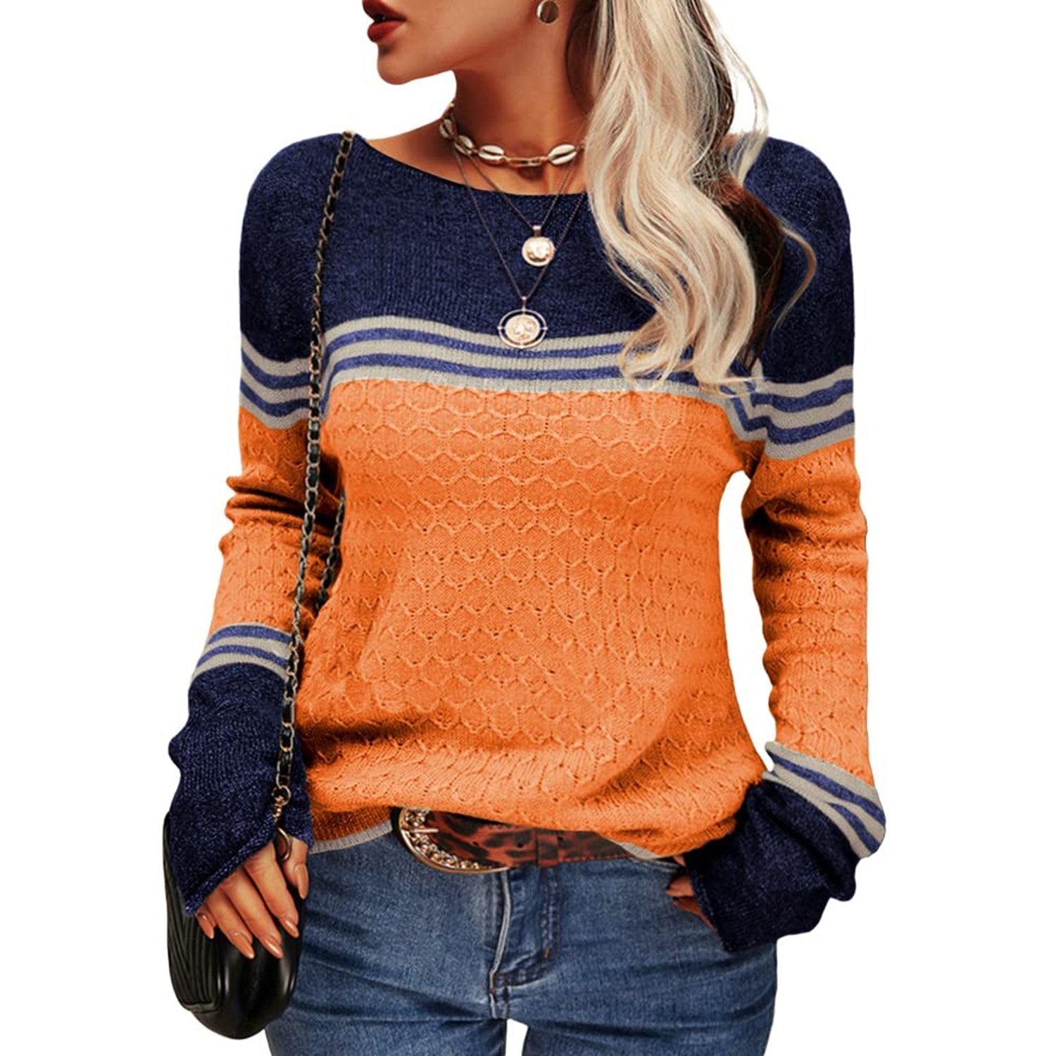 Damski sweter w paski