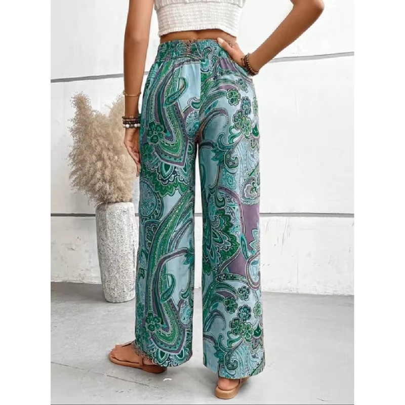 Damskie spodnie w stylu boho – szerokie nogawki - Szlenta