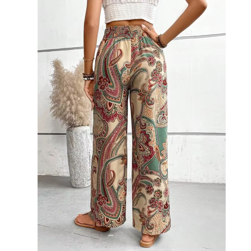 Damskie spodnie w stylu boho – szerokie nogawki - Szlenta