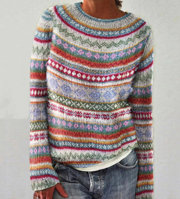 Damski sweter dzianinowy w stylu retro