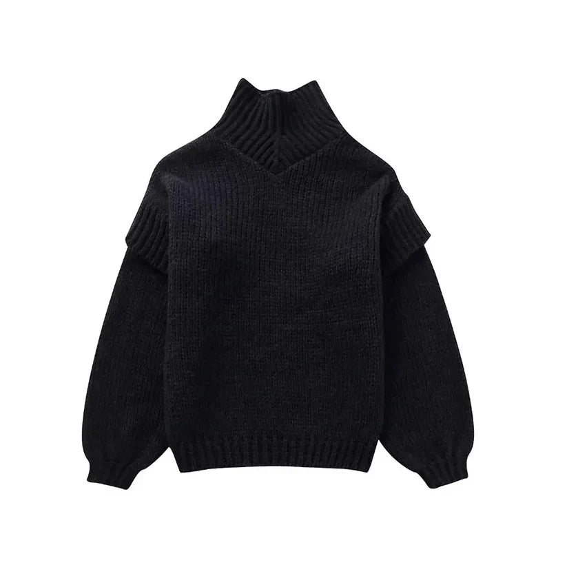 Damski sweter dzianinowy oversize z golfem