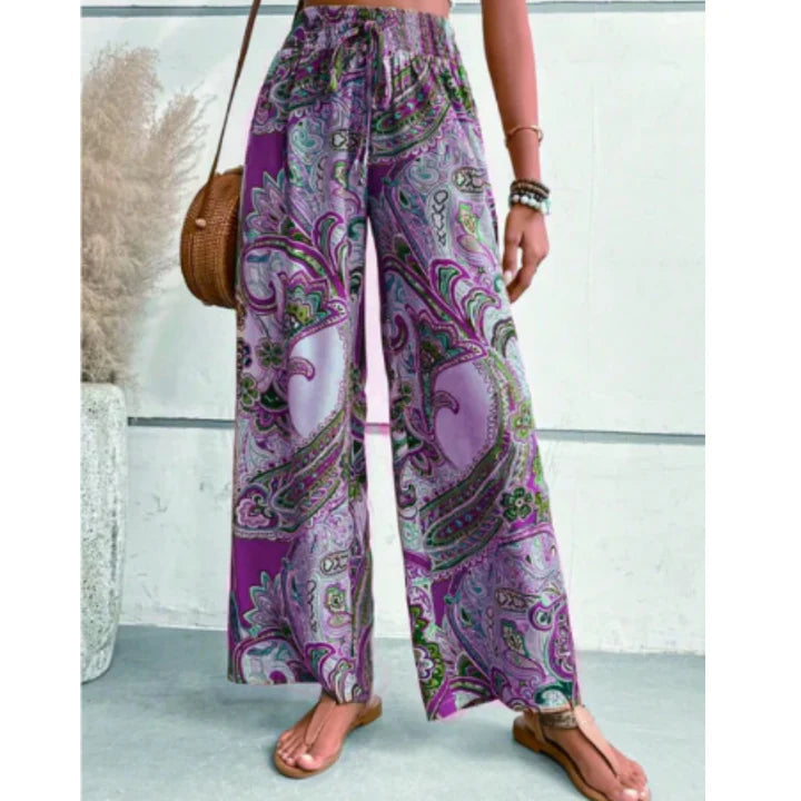 Damskie spodnie w stylu boho – szerokie nogawki - Szlenta