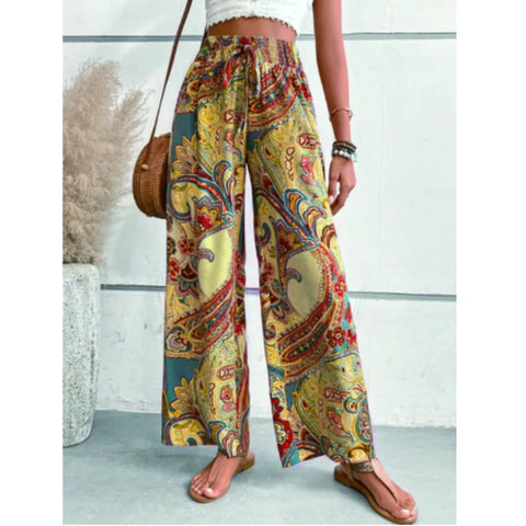 Damskie spodnie w stylu boho – szerokie nogawki - Szlenta