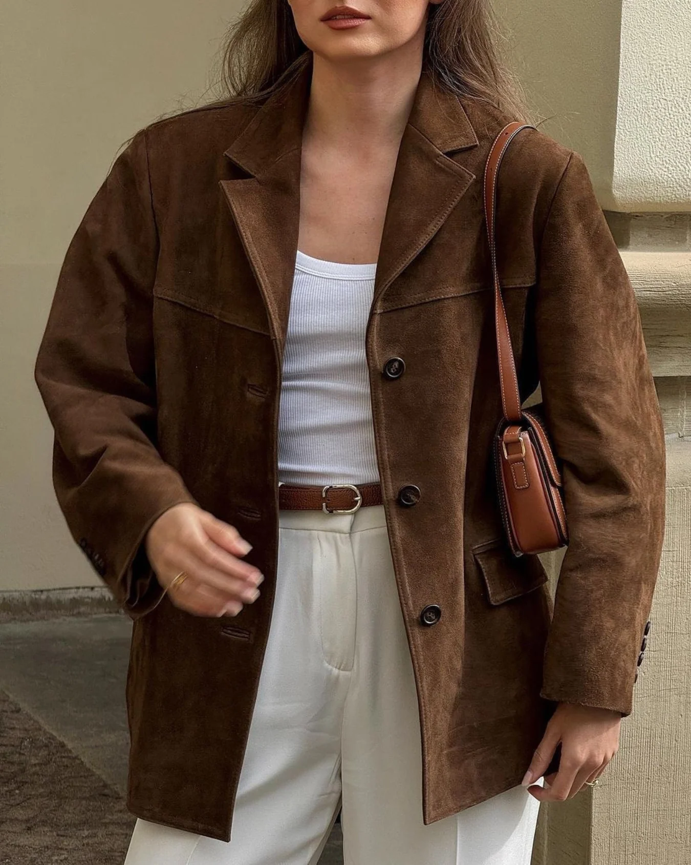 Damska marynarka typu suede-look w stylu retro