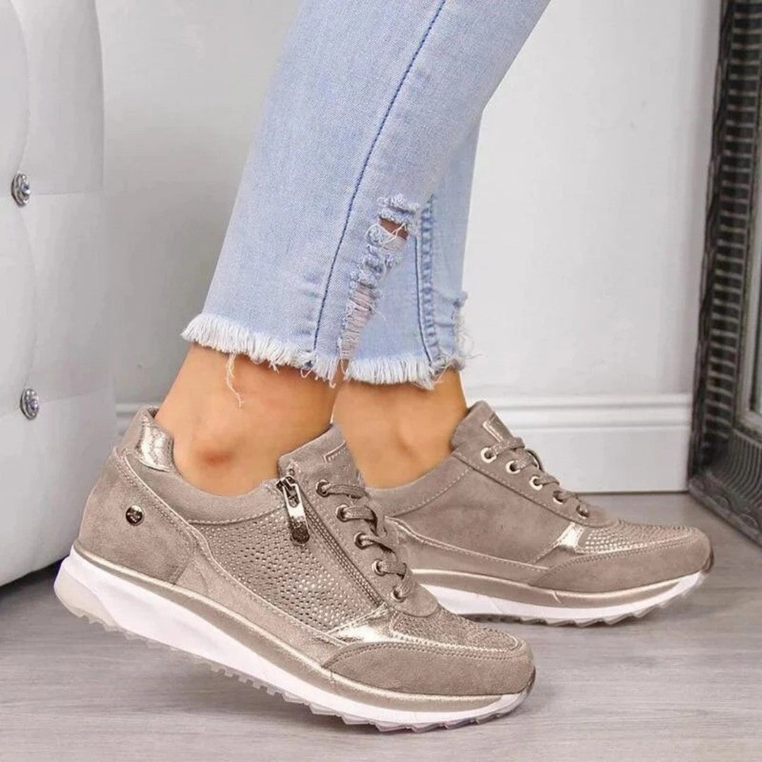 Damskie sneakersy z zamkiem i sznurowadłami