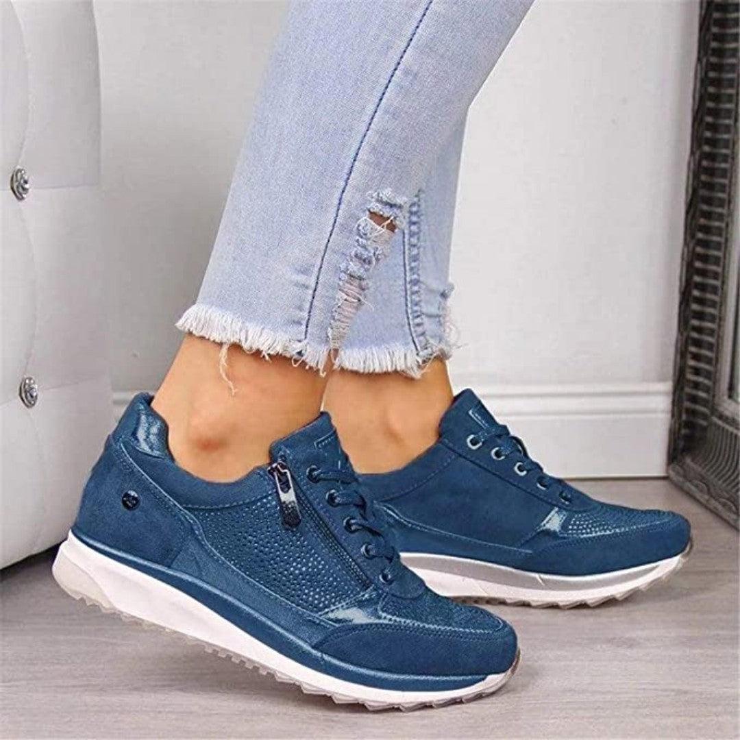 Damskie sneakersy z zamkiem i sznurowadłami