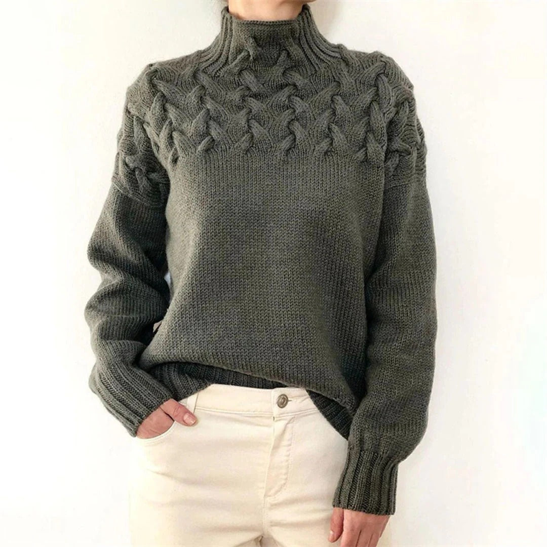 Damski sweter dzianinowy z golfem
