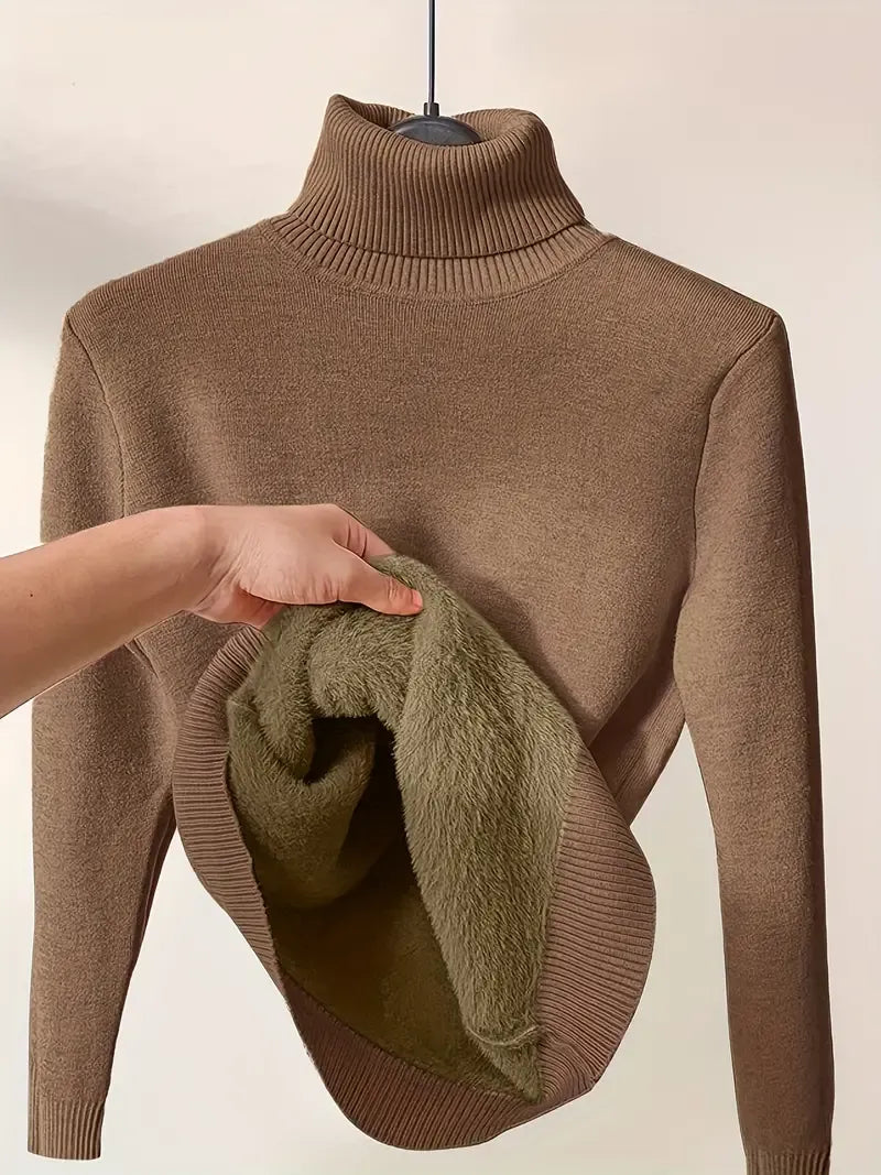 Damski zimowy sweter z golfem