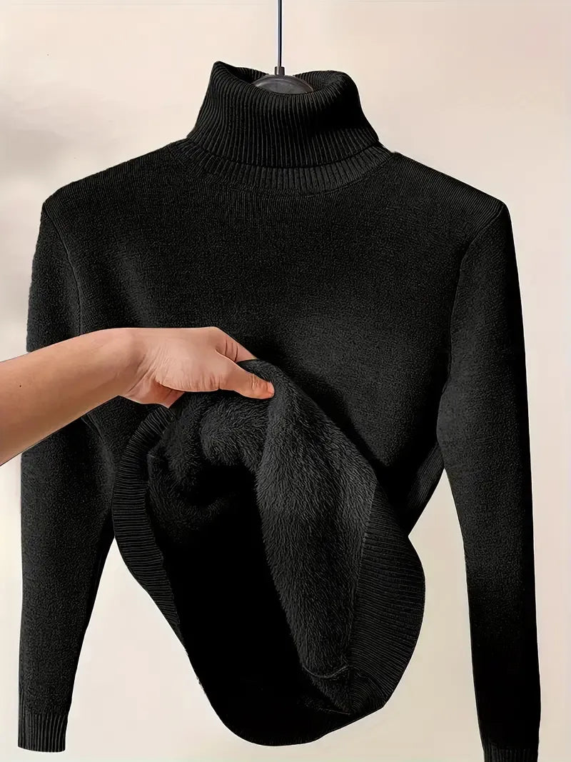 Damski zimowy sweter z golfem