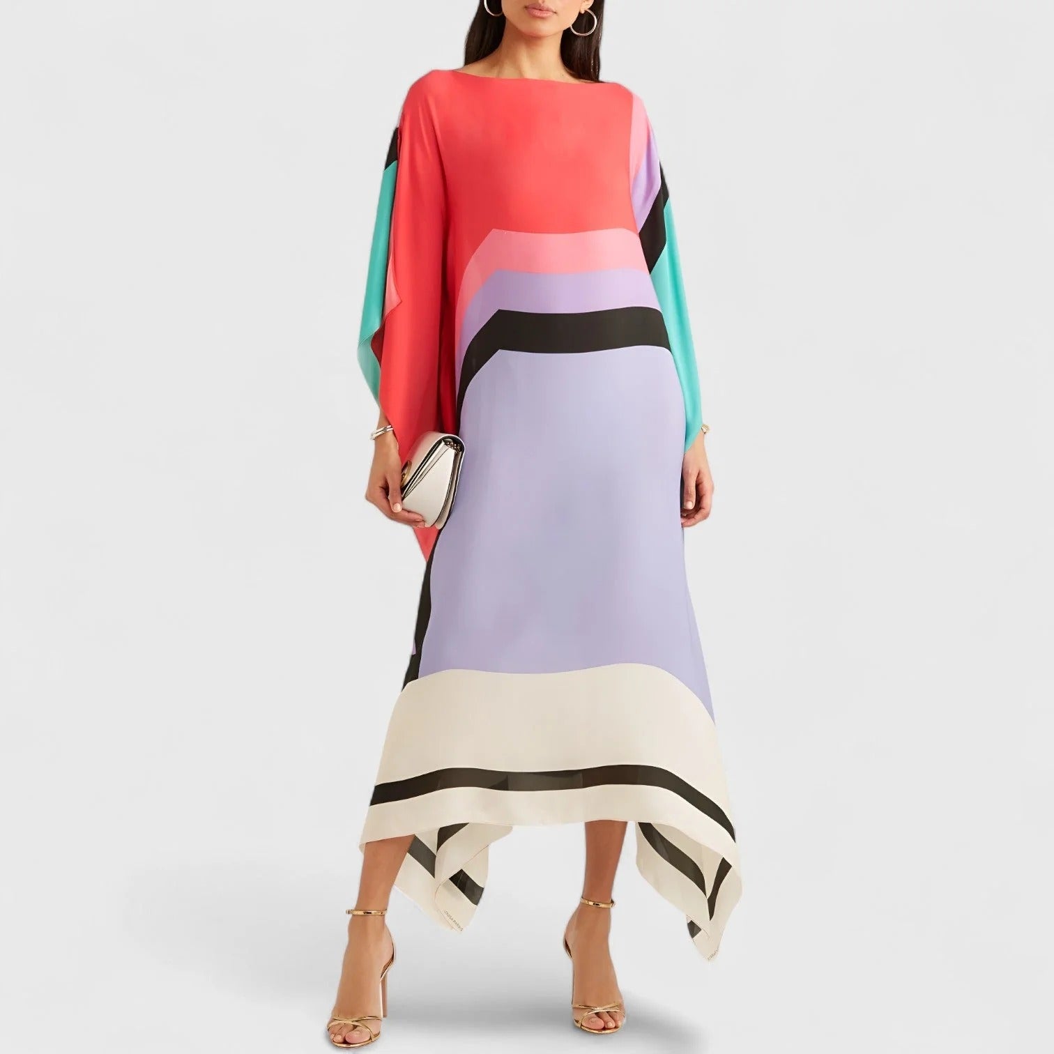 Damski kaftan we wzory geometryczne