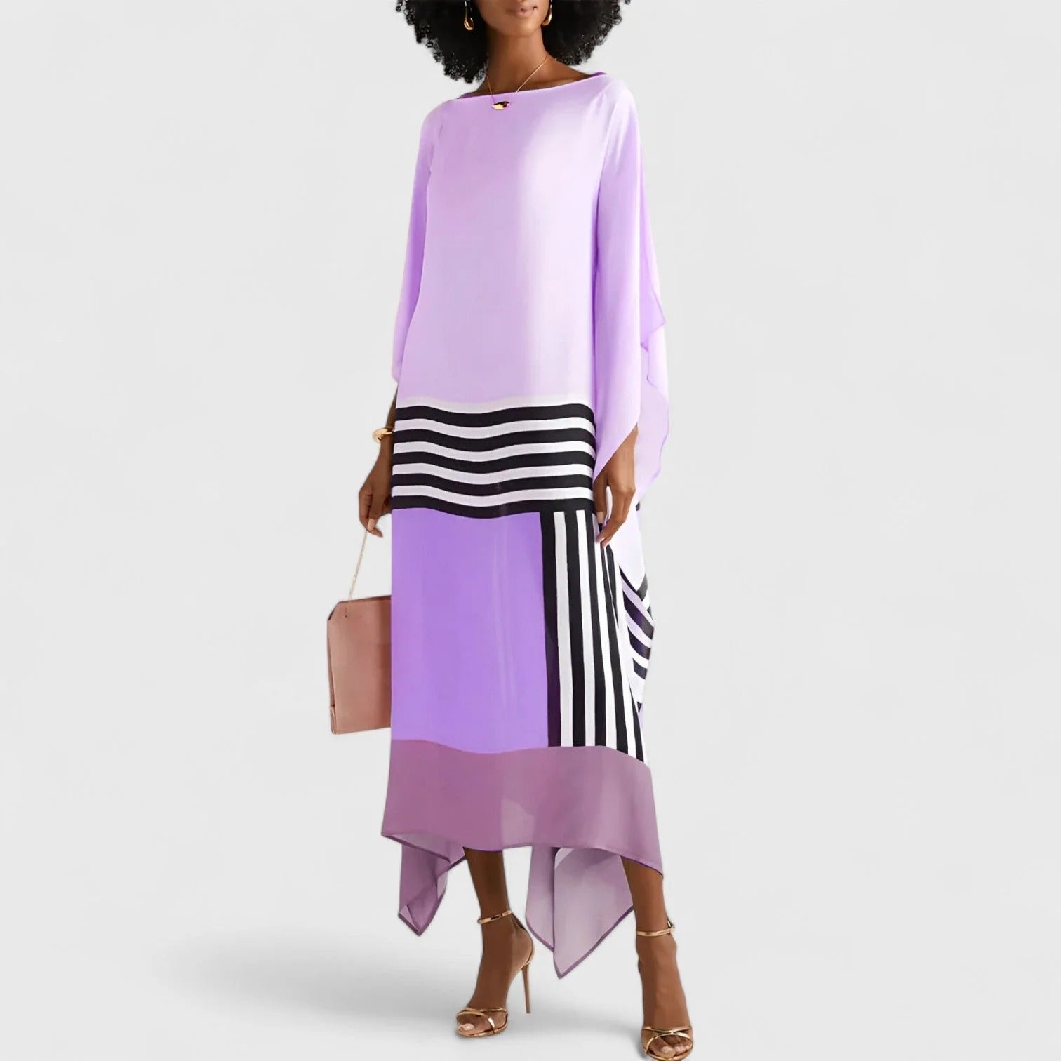 Damski kaftan we wzory geometryczne