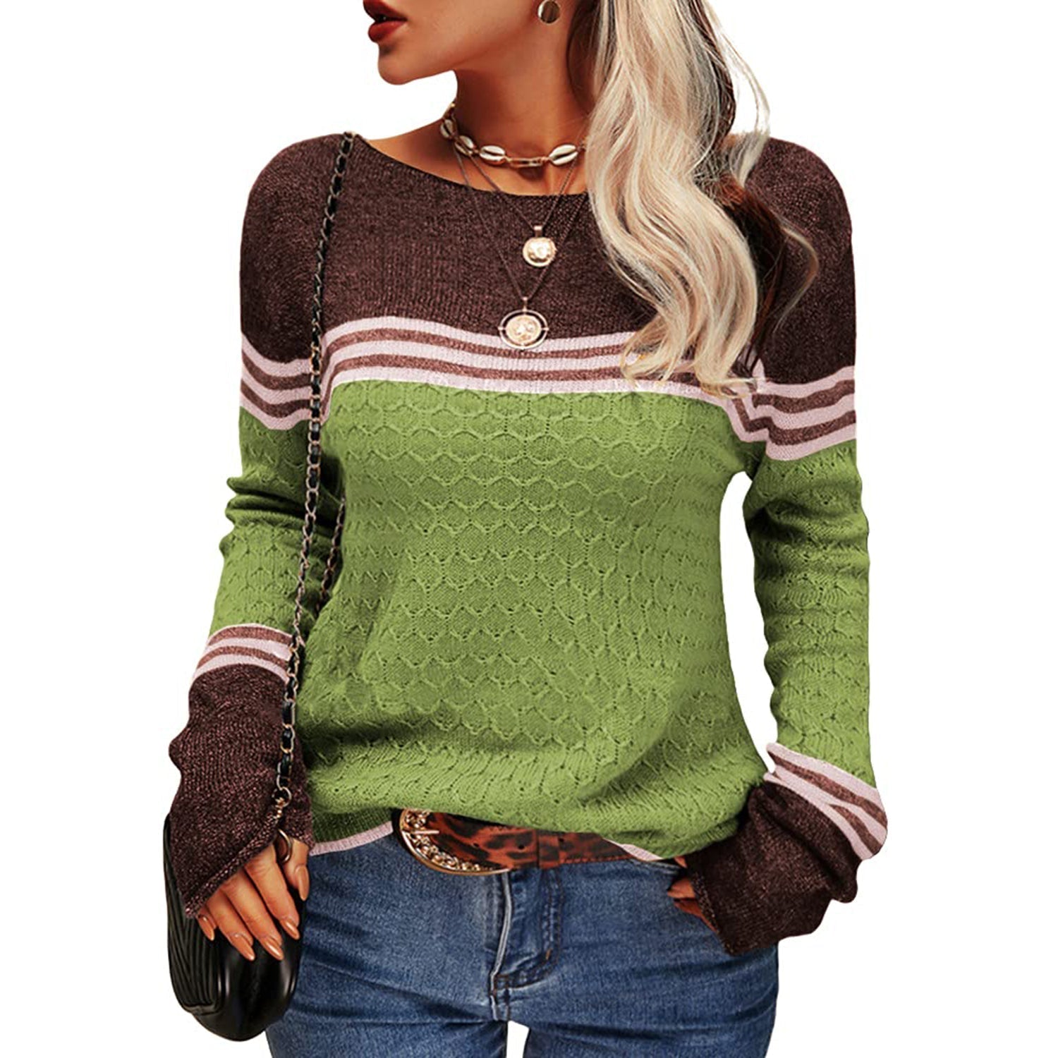 Damski sweter w paski